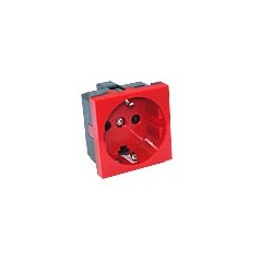 Розетка с з/к, со шторками  (красный) LK45 (851107)