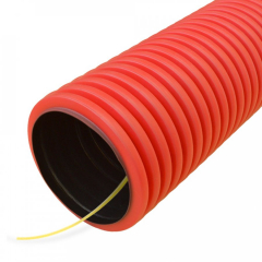 Труба гофрированная двустенная ПНД гибкая тип 450 (SN26) с/з красная d50 мм (20м/280м уп/пал) Промрукав