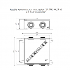 Коробка металлическая огнестойкая 70-0380-FR2.5-12 E15-E120 RAL2003 150x150x60 (6 шт/кор) Промрукав