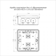 Коробка огнестойкая для о/п двухкомпонентная 60-0303-FR2.5-4 Е15-Е120 RAL9005 100х100х40 (16 шт/кор) Промрукав