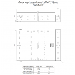 Лоток перфорированный Профи INOX (AISI 316) 300х100х6000 (2,0 мм) (12 м/уп) Промрукав
