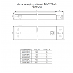 Лоток неперфорированный Профи INOX (AISI 316) 100х50х6000 (1,0 мм) (12 м/уп) Промрукав