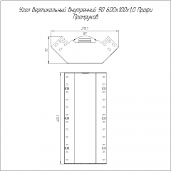 Угол вертикальный внутренний 90 градусов Профи INOX (AISI 316) 600х100 (1,0 мм) Промрукав