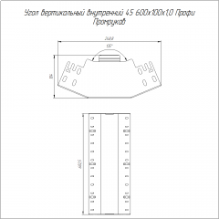 Угол вертикальный внутренний 45 градусов Профи INOX (AISI 304) 600х100 (1,0 мм) Промрукав