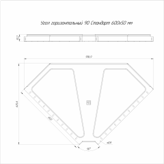 Угол горизонтальный 90 градусов Стандарт INOX (AISI 316) 600х50 (0,8 мм) Промрукав