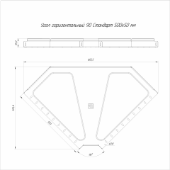 Угол горизонтальный 90 градусов Стандарт INOX (AISI 316) 500х50 (0,8 мм) Промрукав