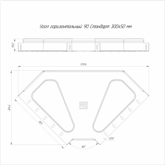 Угол горизонтальный 90 градусов Стандарт INOX (AISI 316) 300х50 (0,8 мм) Промрукав