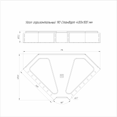 Угол горизонтальный 90 градусов Стандарт INOX (AISI 304) 400х100 (0,8 мм) Промрукав