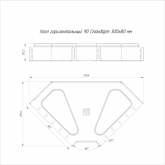 Угол горизонтальный 90 градусов Стандарт INOX (AISI 304) 300х80 (0,8 мм) Промрукав