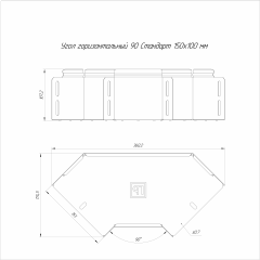 Угол горизонтальный 90 градусов Стандарт INOX (AISI 304) 150х100 (0,7 мм) Промрукав